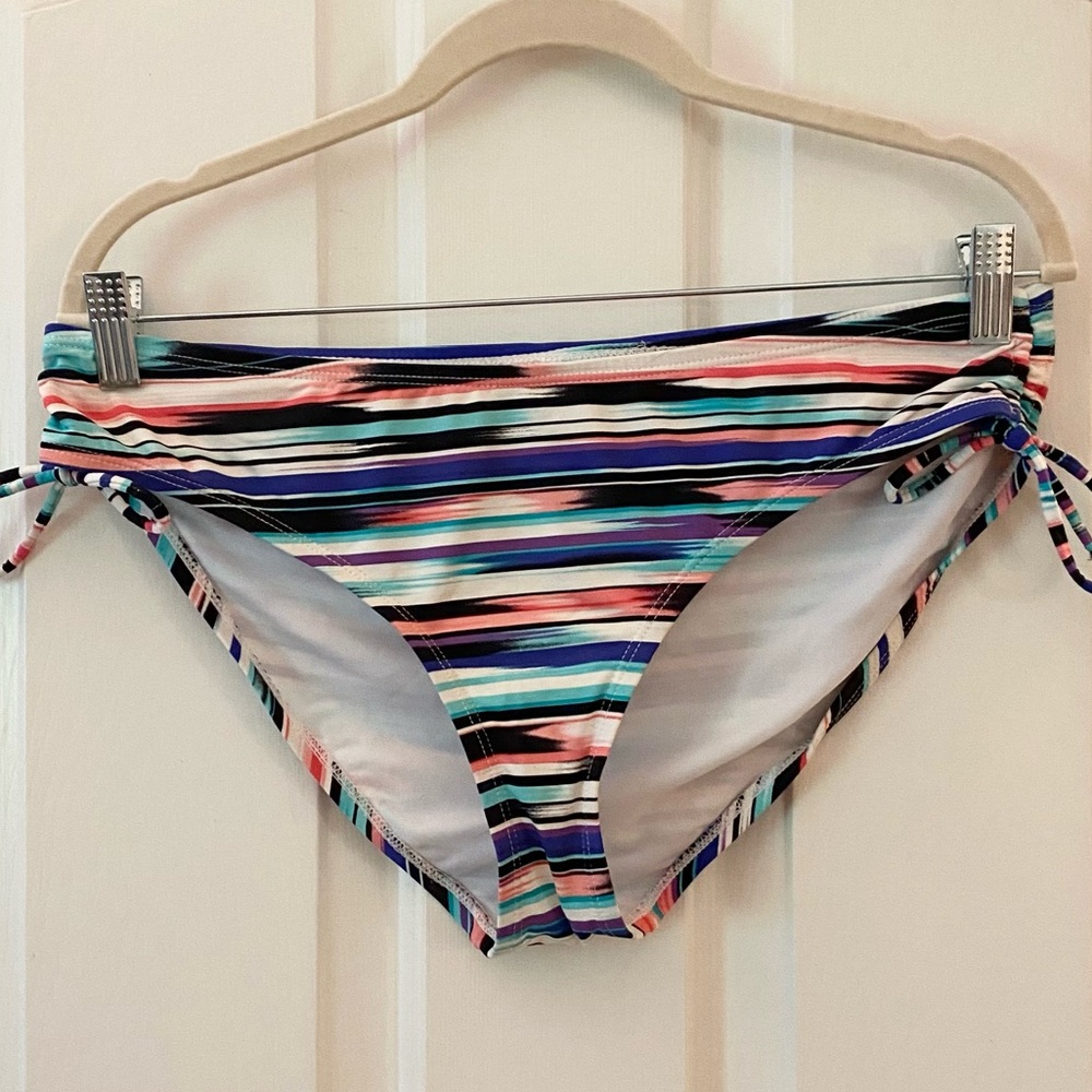 Women’s Striped Multi Color Bikini Bottom size Large